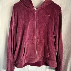 PINK Victoria's Secret Red Velour Zip-Up Jacket